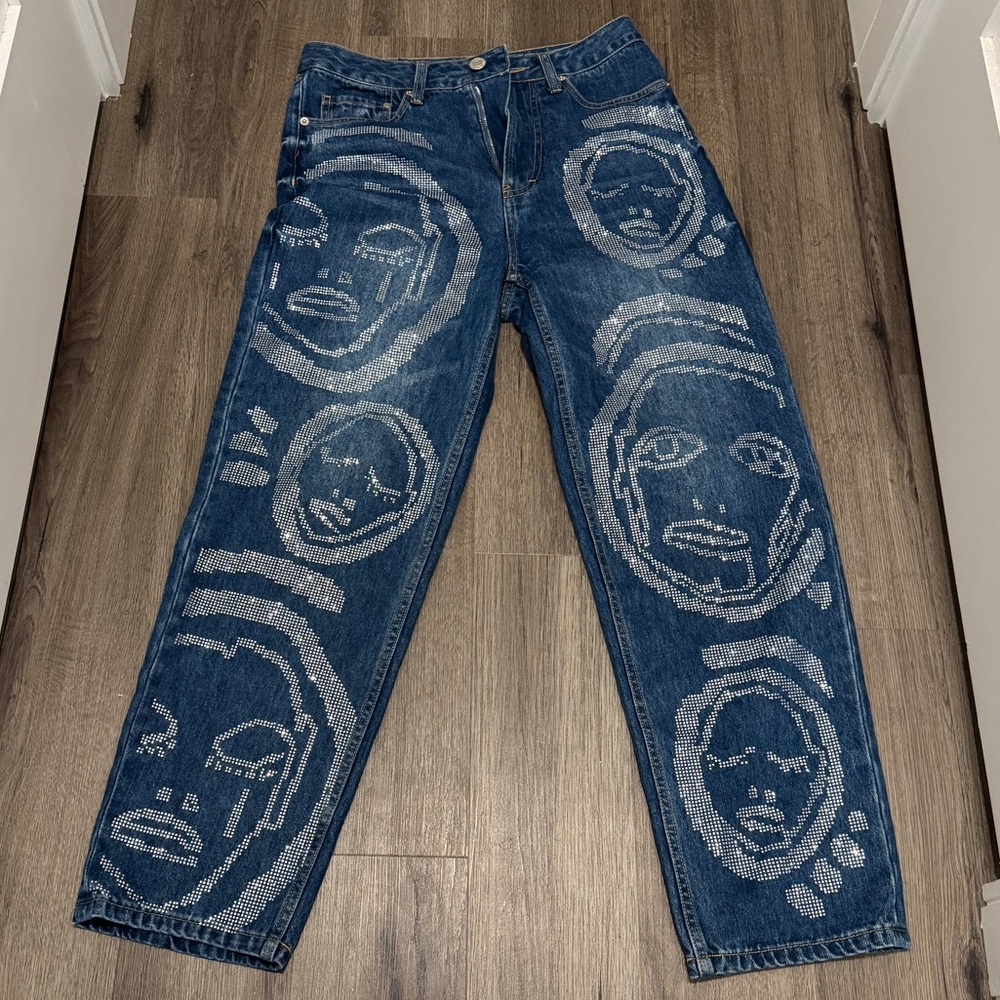 Patrick Church W28 Men’s Relaxed Fit Rhinestone Jeans